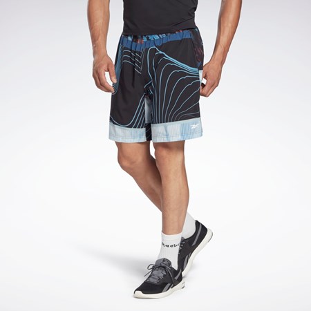 Reebok Austin Allover Print Shorts Svarte | KXYLTZ-148