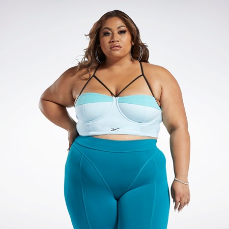 Reebok Cardi B Bralette (Plus Size) Blå Turkis | YBDQCG-481