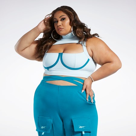 Reebok Cardi B Crop Top (Plus Size) Blå | PBWCGD-638