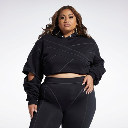 Reebok Cardi B Knit Hoodie (Plus Size) Svarte Svarte | FDQJUZ-937