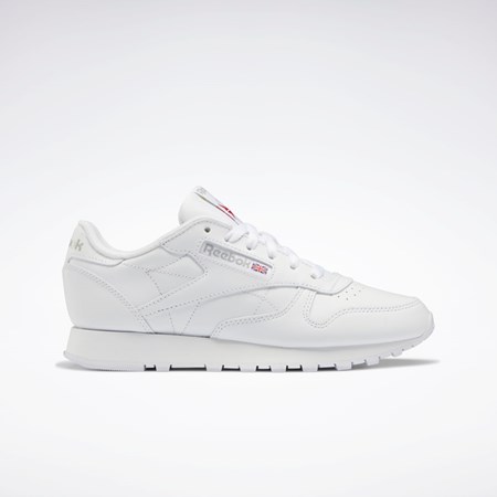 Reebok Classic Leather Shoes Hvite Hvite Grå | KTQZAU-340