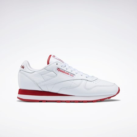 Reebok Classic Leather Shoes Hvite Rød Hvite | GKCMLF-897