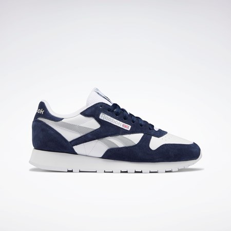 Reebok Classic Leather Shoes Marineblå Hvite Grå | GVPBLU-507