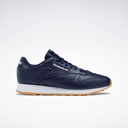 Reebok Classic Leather Shoes Marineblå Hvite | PQDAFB-916