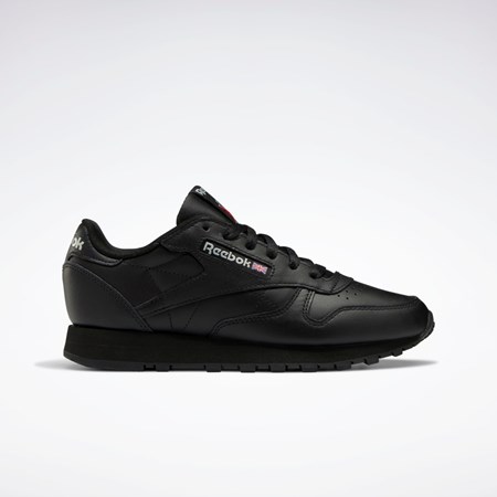 Reebok Classic Leather Shoes Svarte Svarte Grå | ROPQYB-906