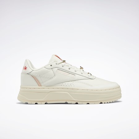 Reebok Club C Double GEO Shoes Chalk / Alabaster / Soft Ecru | GNOXUY-418