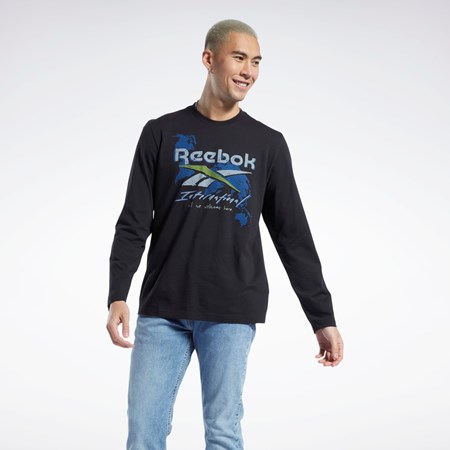 Reebok Grafiske Series Pre-Season Long Sleeve T-Shirt Svarte | XDQCPH-581