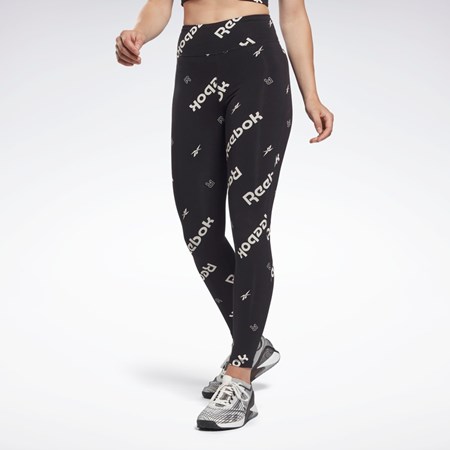 Reebok Identity Bomull Printed Leggings Svarte | RJSHCO-962