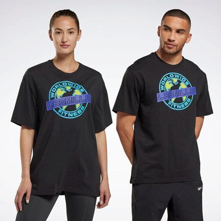 Reebok Les Mills® Oversized Grafiske T-Shirt Svarte | PNWAOR-265