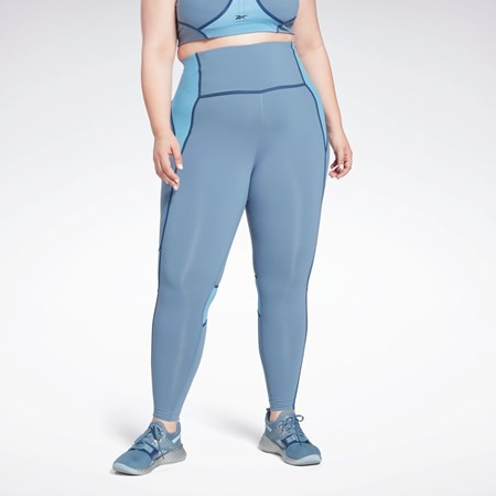 Reebok Lux High-Waisted Colorblock Tights (Plus Size) Blå | BWVMHC-371