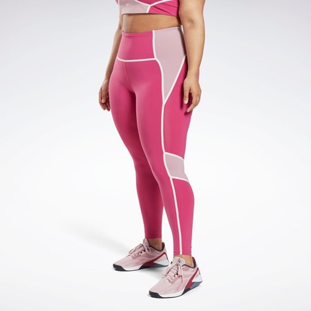 Reebok Lux High-Waisted Colorblock Tights (Plus Size) Rosa | GSKYWH-326