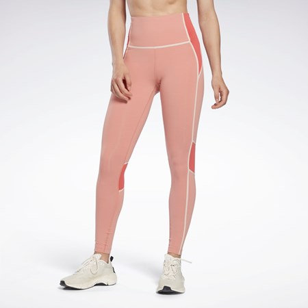 Reebok Lux High-Waisted Colorblock Tights Korall | MZAFUO-753