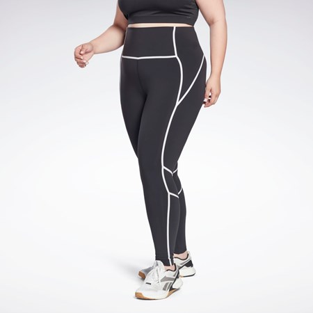 Reebok Lux High-Waisted Colorblock Tights (Plus Size) Svarte | TAYZEX-871