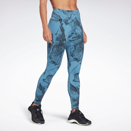 Reebok Lux Jacquard Leggings Blå | PQCGBN-857