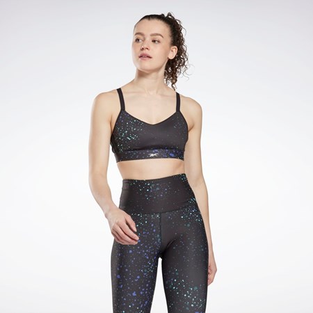 Reebok Lux Multi-Colored Speckle Strappy Bra Svarte | SQVEZC-895