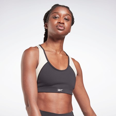 Reebok Lux Racer Polstret Colorblock Sports Bra Svarte | HUGKBM-024