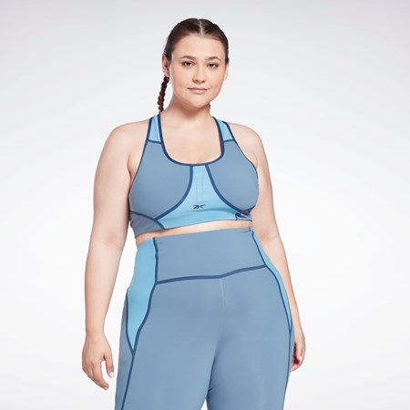 Reebok Lux Racer Polstret Colorblocked Bra (Plus Size) Blå | ZYVRUN-863