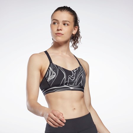 Reebok Lux Strappy Nature Grown Print Sports Bra Svarte | VSCKPM-786