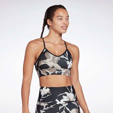 Reebok MYT Printed Sports Bra Svarte | OEQWYG-358