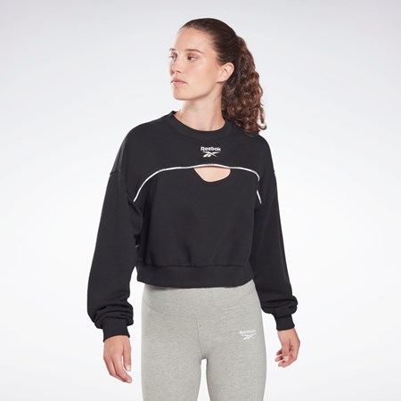 Reebok Piping Crewneck Sweatshirt Svarte | CQMVYU-468