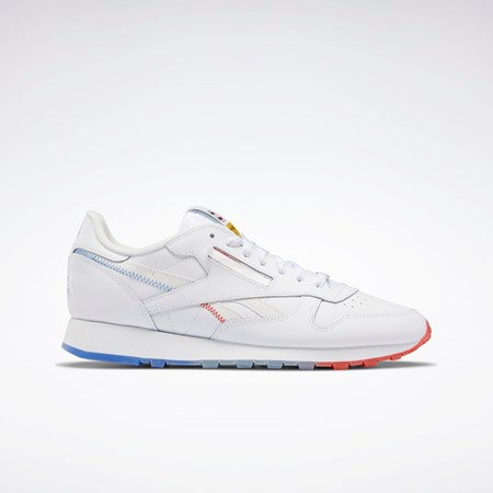 Reebok Popsicle Classic Leather Shoes Hvite Blå Rød | DFBHML-859