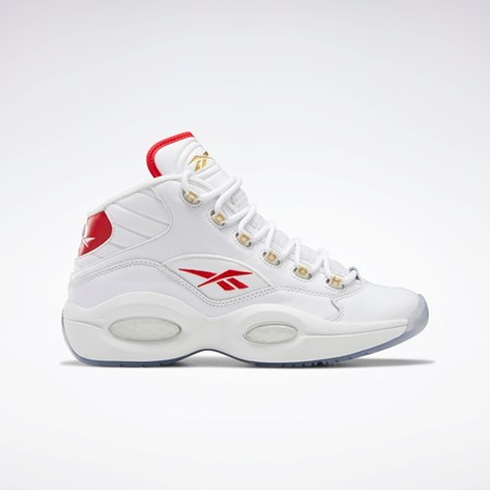 Reebok Question Mid Basketball Shoes Hvite Hvite Rød | UMCLVB-729