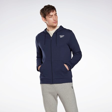 Reebok Reebok Identity Fleece Zip-Up Hoodie Marineblå | DPITSH-548