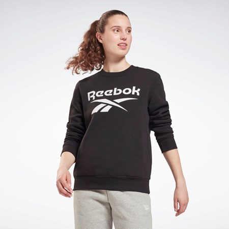 Reebok Reebok Identity Logo Fleece Crew Sweatshirt Svarte | HRWKZV-584