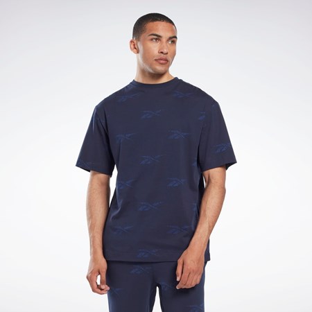 Reebok Reebok Identity Vector T-Shirt Marineblå | ZJVSAF-375