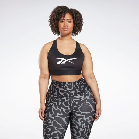 Reebok Reebok Lux Vector Racer Sports Bra (Plus Size) Svarte | ASYXGR-913