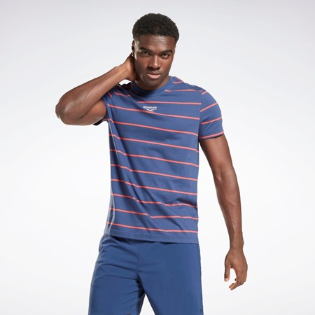 Reebok Stripe T-Shirt Blå | UCPLEX-310