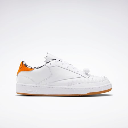 Reebok THE FLINTSTONES Club C Shoes Hvite Svarte Oransje | OUJSLQ-702