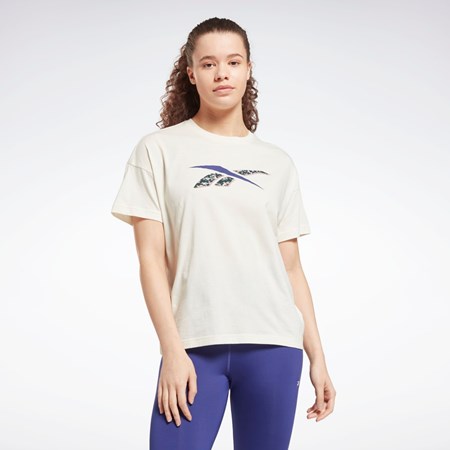 Reebok Trenings Essentials Modern Safari Grafiske Tee Hvite | QAZYJU-784