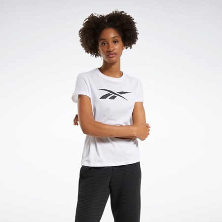 Reebok Trenings Essentials Vector Grafiske Tee Hvite | CWXUKG-964