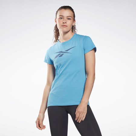 Reebok Trenings Essentials Vector Grafiske Tee Blå | KQARNT-354