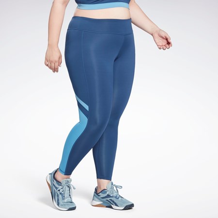 Reebok Workout Ready Mesh Leggings (Plus Size) Blå | RILEBJ-508