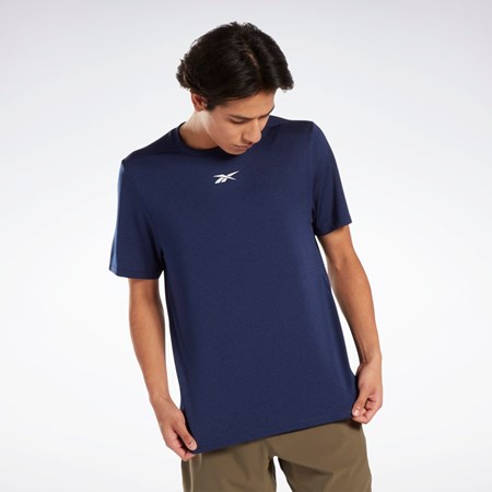 Reebok Workout Ready Mélange T-Shirt Blå | NCBHJG-124