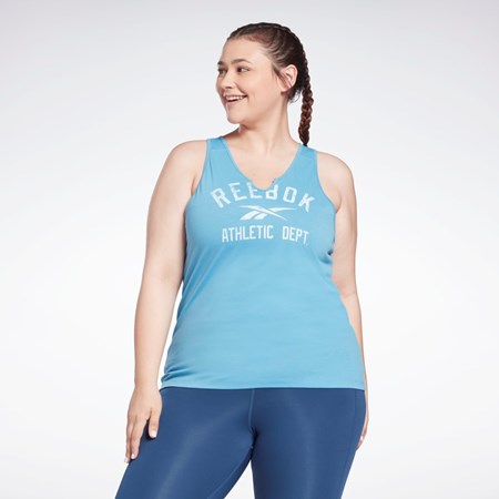 Reebok Workout Ready Supremium Big Logo Tank Top (Plus Size) Blå | MZQAXC-048