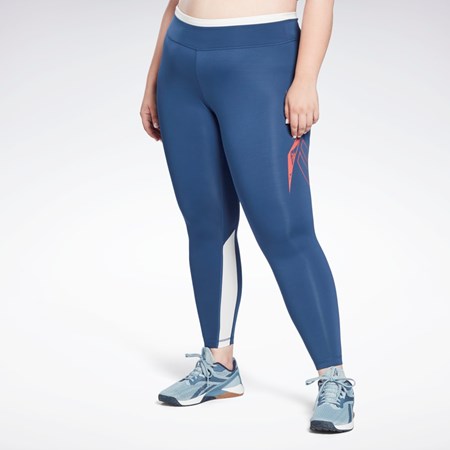 Reebok Workout Ready Vector Leggings (Plus Size) Blå | FTDVRZ-821